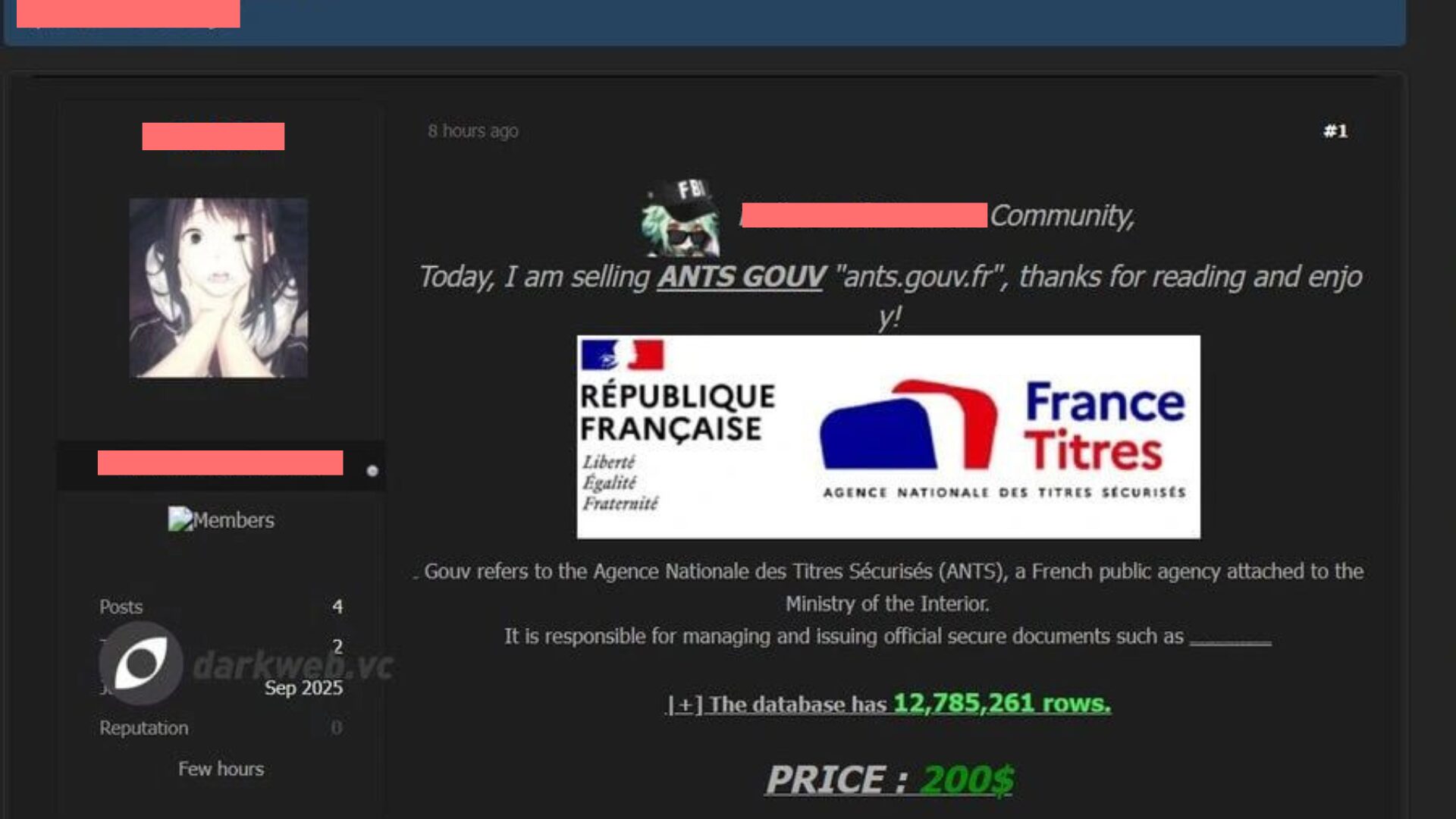 Certaines offres sur le Dark Web annonçaient vendre des bases de données de près de 13 millions de lignes pour moins de 200 euros // Source : Numerama Certaines offres sur le Dark Web annonçaient vendre des bases de données de près de 13 millions de lignes pour moins de 200 euros // Source : Numerama