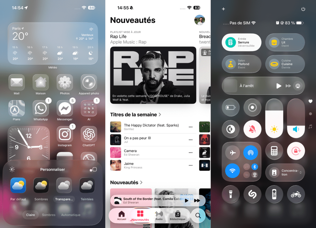 Quelques aperçus d'iOS 26. Quelques aperçus d'iOS 26.