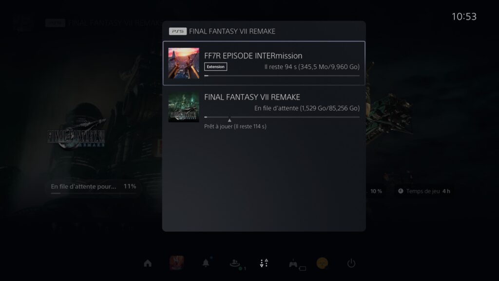 Taille de Final Fantasy VII Remake sur PS5 // Source : Capture d'écran Taille de Final Fantasy VII Remake sur PS5 // Source : Capture d'écran