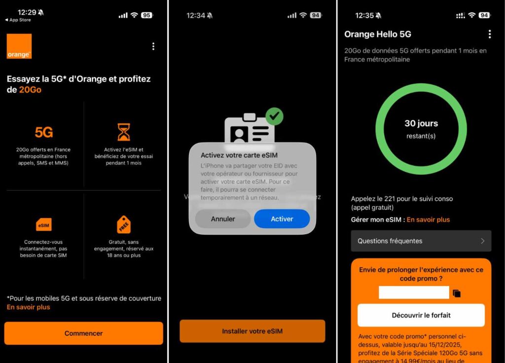 Orange Hello 5G sur iPhone. Orange Hello 5G sur iPhone.