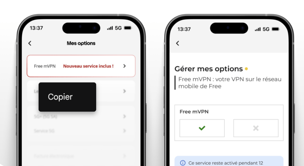 L'option Free mVPN.