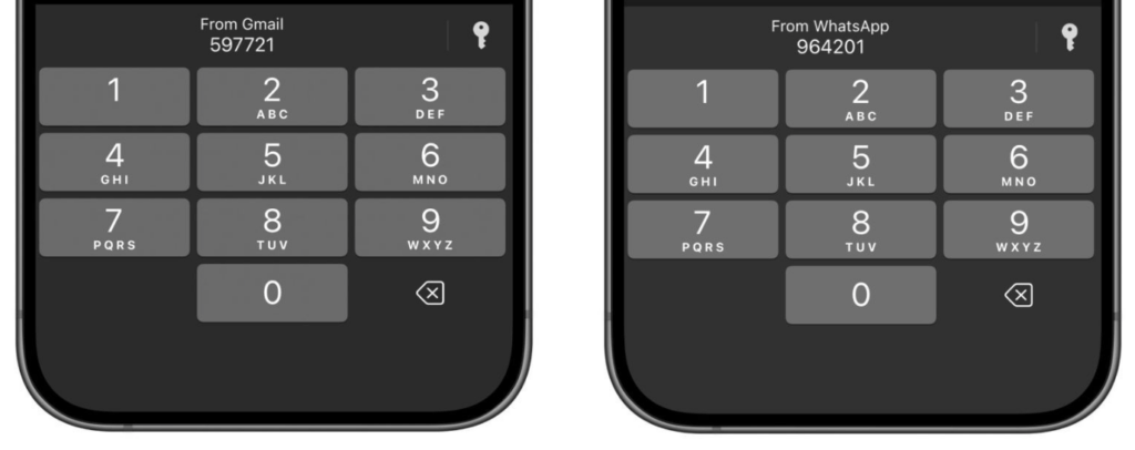 La suggestion des codes Gmail et WhatsApp dans iOS 26.