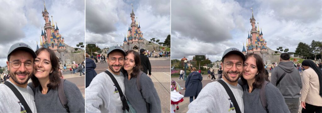 Ces 3 selfies ont été pris sans bouger l'iPhone, juste en changeant de mode. L'iPhone réalise des crop dans son capteur carré.