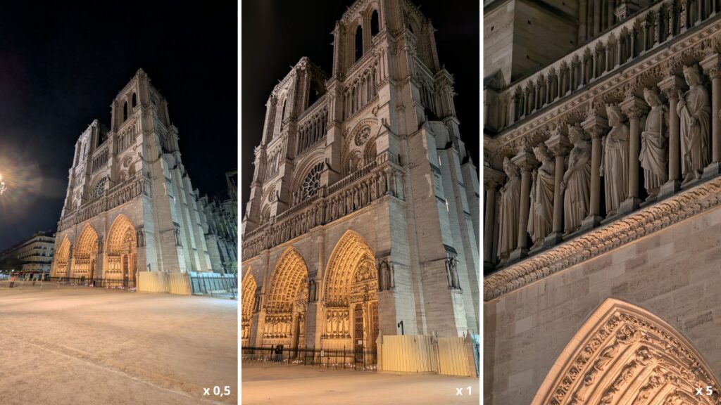 Le mode nuit apporte un bon niveau de détail, un peu moins sur les capteurs secondaires // Source : Numerama