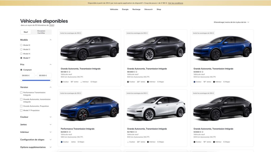 Le Tesla Model Y Grande Autonomie, transmission intégrale va progresser en autonomie // Source : Tesla via capture d'écran