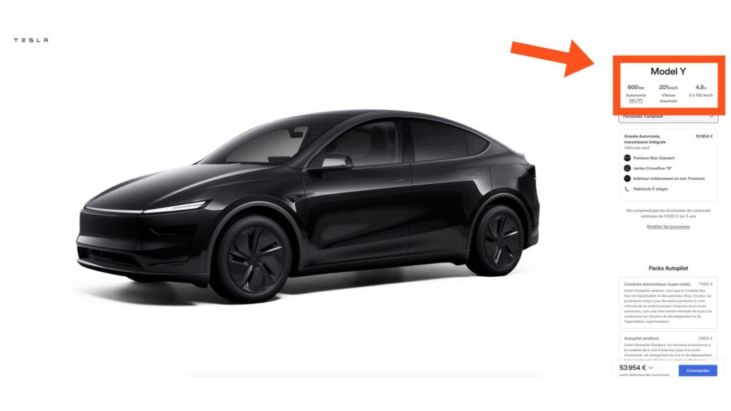 Le Tesla Model Y Grande Autonomie, transmission intégrale va progresser en autonomie // Source : Tesla via capture d'écran