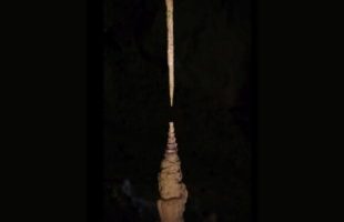 Une paire de stalactites et de stalagmites des grottes de Punkva, en Tchéquie. // Source : Piotr Szymczak
