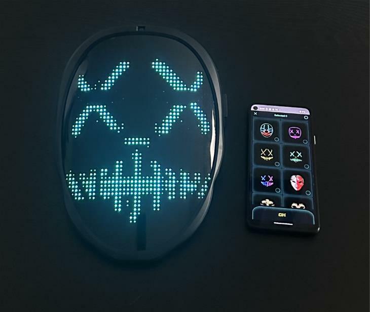 Le piratage repose sur la connexion Bluetooth intégrée à de nombreux masques LED // Source : BishopFox Le piratage repose sur la connexion Bluetooth intégrée à de nombreux masques LED // Source : BishopFox