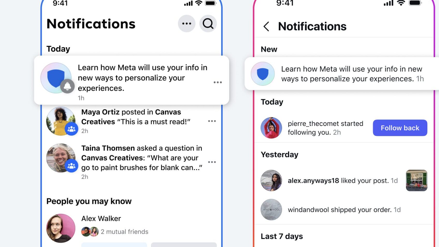 Voici un exemple de notification qui pourrait être envoyé le 7 octobre 2025. // Source : Meta Voici un exemple de notification qui pourrait être envoyé le 7 octobre 2025. // Source : Meta