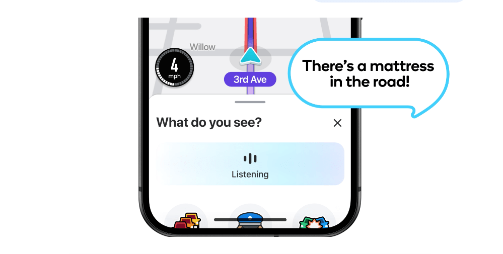 Dans cet exemple, l'utilisateur signale la présence d'un matelas sur la route. // Source : Waze Dans cet exemple, l'utilisateur signale la présence d'un matelas sur la route. // Source : Waze