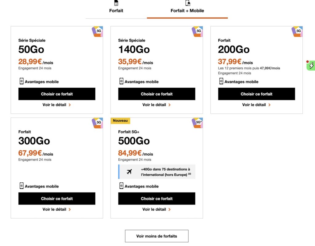 Orange lance un forfait 500 Go à 85 € par mois Orange lance un forfait 500 Go à 85 € par mois