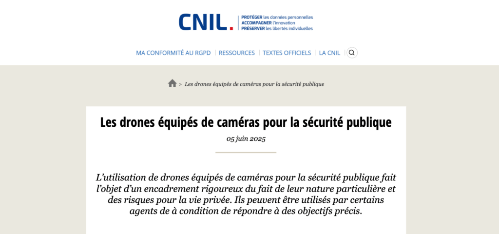 La CNIL encadre l’utilisation des drones par les CRS via des autorisations préfectorales strictes. // Source : CNIL La CNIL encadre l’utilisation des drones par les CRS via des autorisations préfectorales strictes. // Source : CNIL
