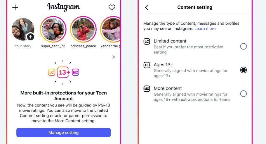 À compter du 14 octobre 2025, tous les comptes adolescents sur Instagram seront désormais guidés par une classification inspirée du cinéma : le modèle PG-13. // Source : Meta À compter du 14 octobre 2025, tous les comptes adolescents sur Instagram seront désormais guidés par une classification inspirée du cinéma : le modèle PG-13. // Source : Meta