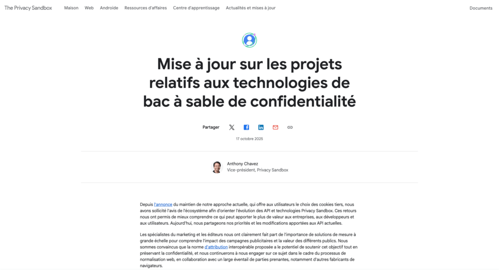 Le billet de blog publié le 19 octobre 2025 en marque la fin. // Source : Google Le billet de blog publié le 19 octobre 2025 en marque la fin. // Source : Google