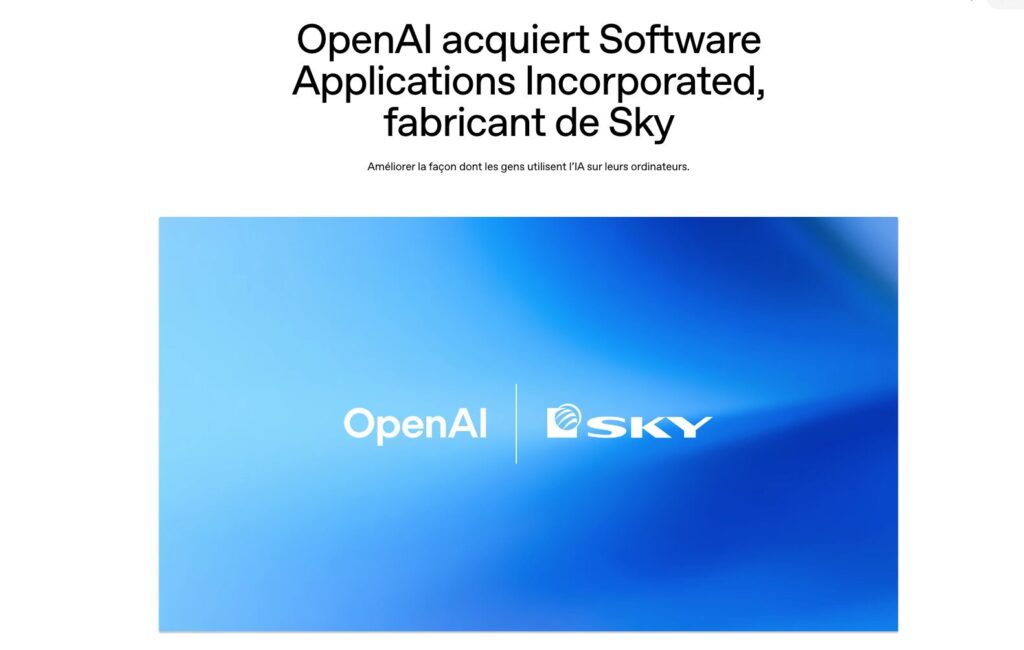 OpenAI a annoncé acquérir Software Applications Incorporated le 23 octobre 2025. // Source : OpenAI / Software Applications Incorporated