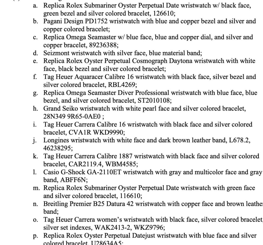 Extrait de la liste des biens acquis par Pierre Willians que la justice américaine souhaite saisir // Source : UNITED STATES DISTRICT COURT FOR THE DISTRICT OF COLUMBIA Extrait de la liste des biens acquis par Pierre Willians que la justice américaine souhaite saisir // Source : UNITED STATES DISTRICT COURT FOR THE DISTRICT OF COLUMBIA