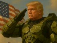 Donald Trump déguisé en héros de la saga Halo // Source : Maison-Blanche Donald Trump déguisé en héros de la saga Halo // Source : Maison-Blanche