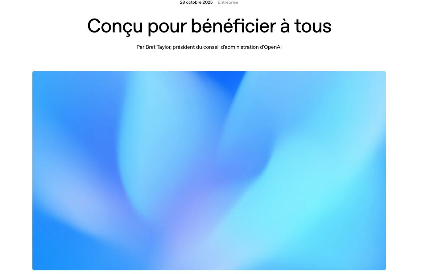 « Conçu pour bénéficier à tous » // Source : OpenAI « Conçu pour bénéficier à tous » // Source : OpenAI