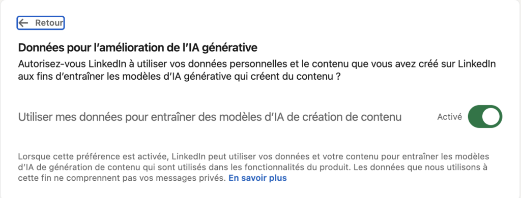 Attention, l'option est activée par défaut // Source : LinkedIn