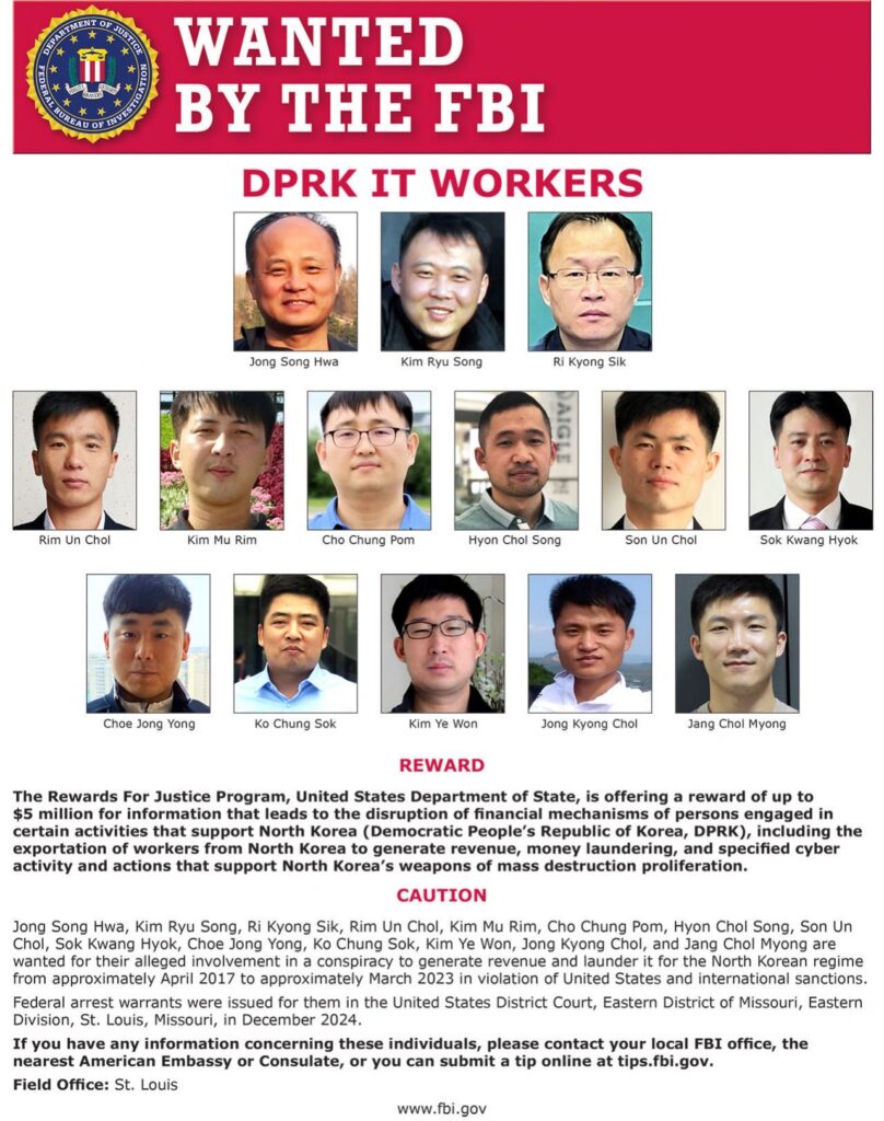 Affiche de recherche ciblant des IT workers // Source : FBI Affiche de recherche ciblant des IT workers // Source : FBI
