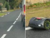 Un robot tondeuse recherché par les autorités. // Source : Fred Le Breton Un robot tondeuse recherché par les autorités. // Source : Fred Le Breton