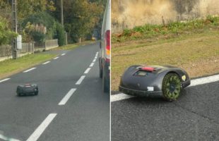 Un robot tondeuse recherché par les autorités. // Source : Fred Le Breton