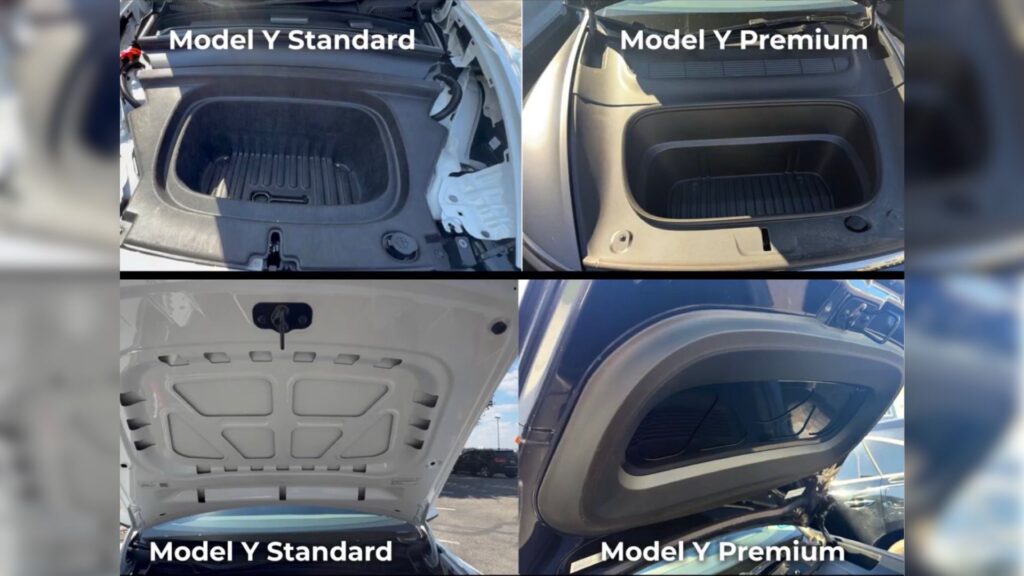 Le frunk du Model Y Standard est moins qualitatif et pratique que celui du modèle Premium // Source : Tesla Newswire via X