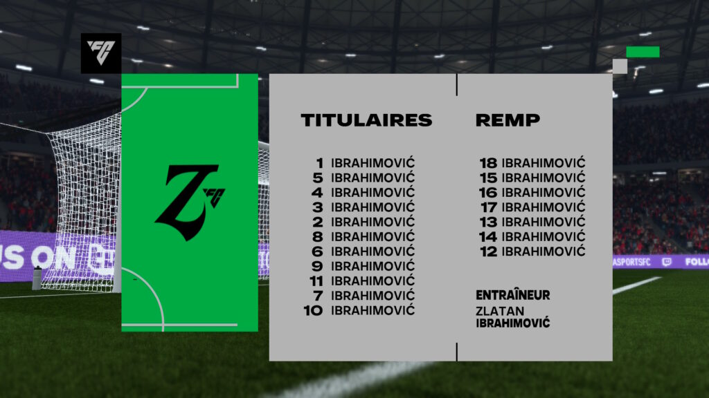 Le feuille de match au coup d'envoi.