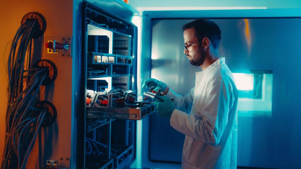 Au coeur du Laboratoire Innovation Cellule Batterie d'Ampere // Source : Ampere Au coeur du Laboratoire Innovation Cellule Batterie d'Ampere // Source : Ampere