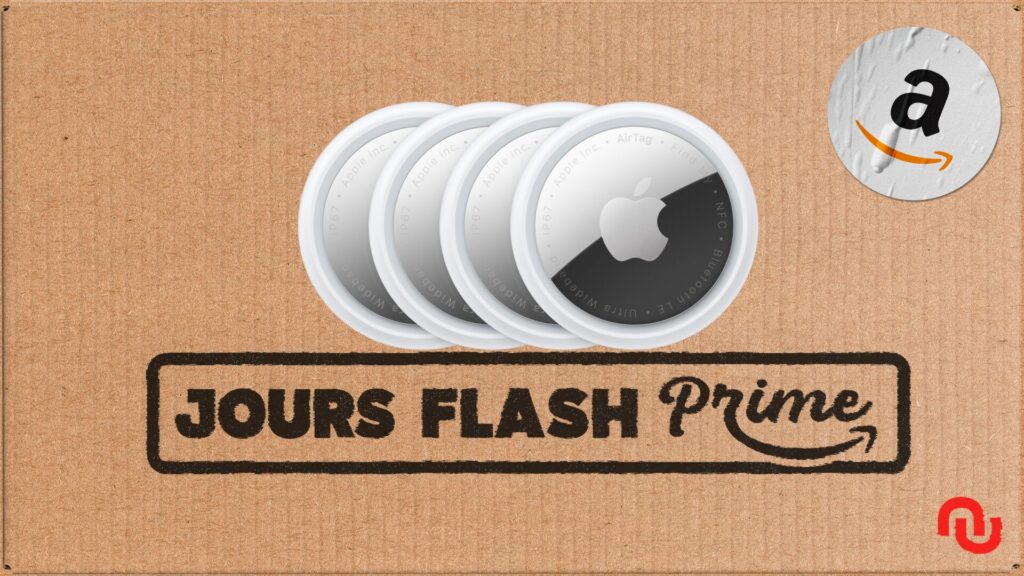 Lot de 4 Apple AirTags // Source : Montage Numerama