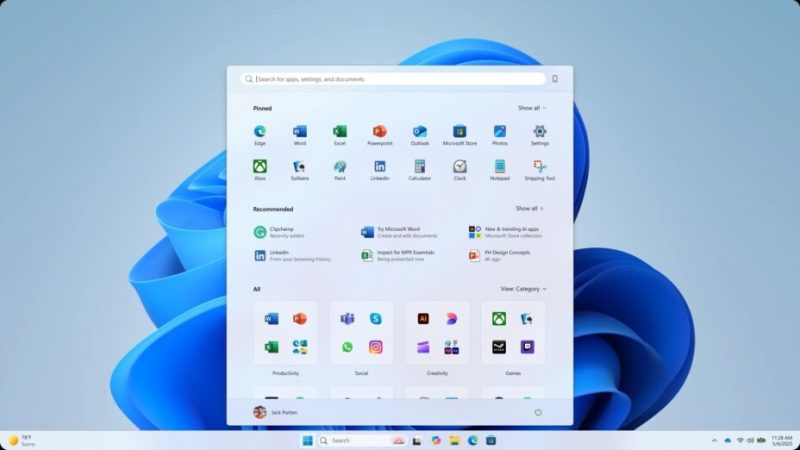 Microsoft avance sur son nouveau menu Démarrer de windows 11