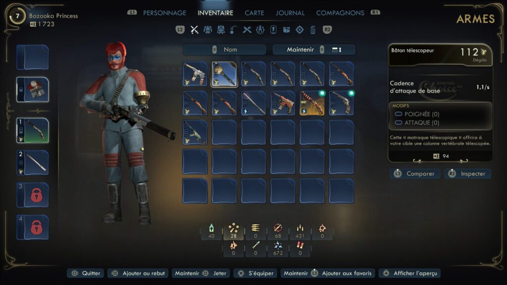 Un inventaire propre et bien fichu, ça aide pas mal. // Source : Obsidian Entertainment Un inventaire propre et bien fichu, ça aide pas mal. // Source : Obsidian Entertainment