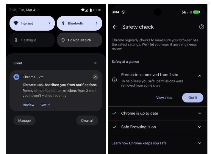 Cette nouvelle fonctionnalité est intégrée à Safety Check // Source : Blog Chromium