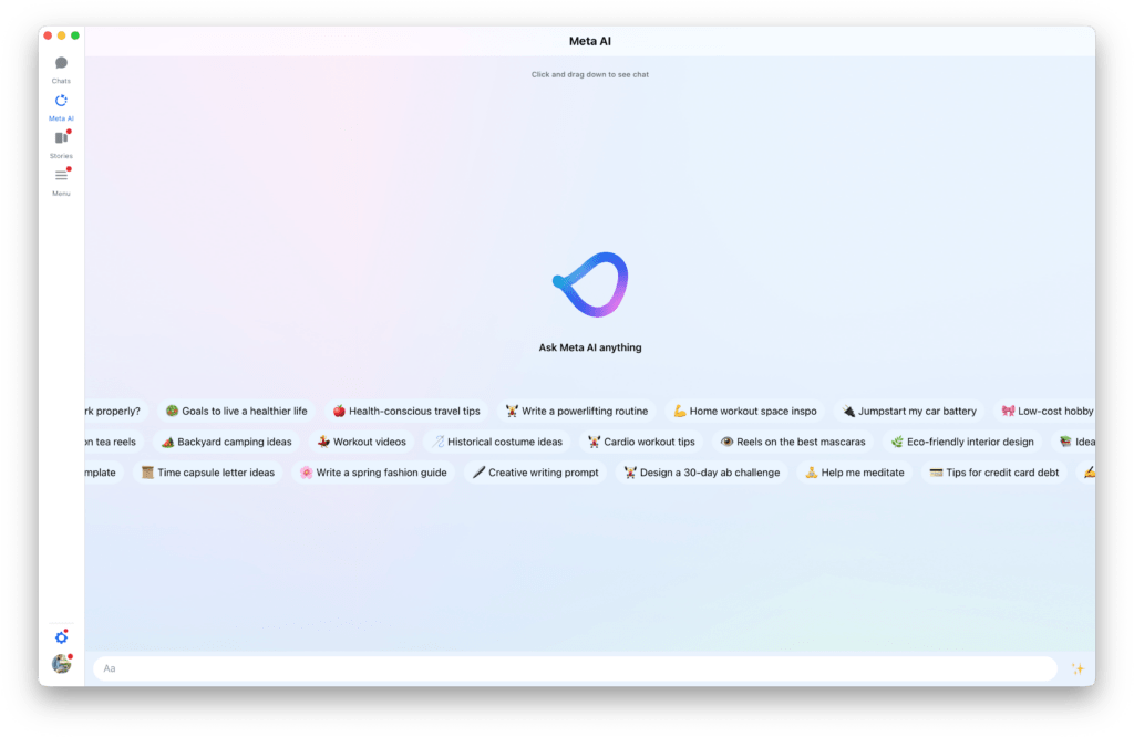 Meta AI dans Messenger for Mac. Meta AI dans Messenger for Mac.