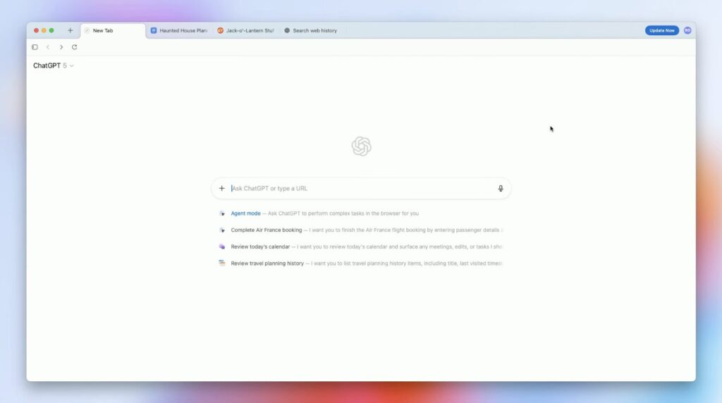 L'interface de ChatGPT Atlas. L'interface de ChatGPT Atlas.