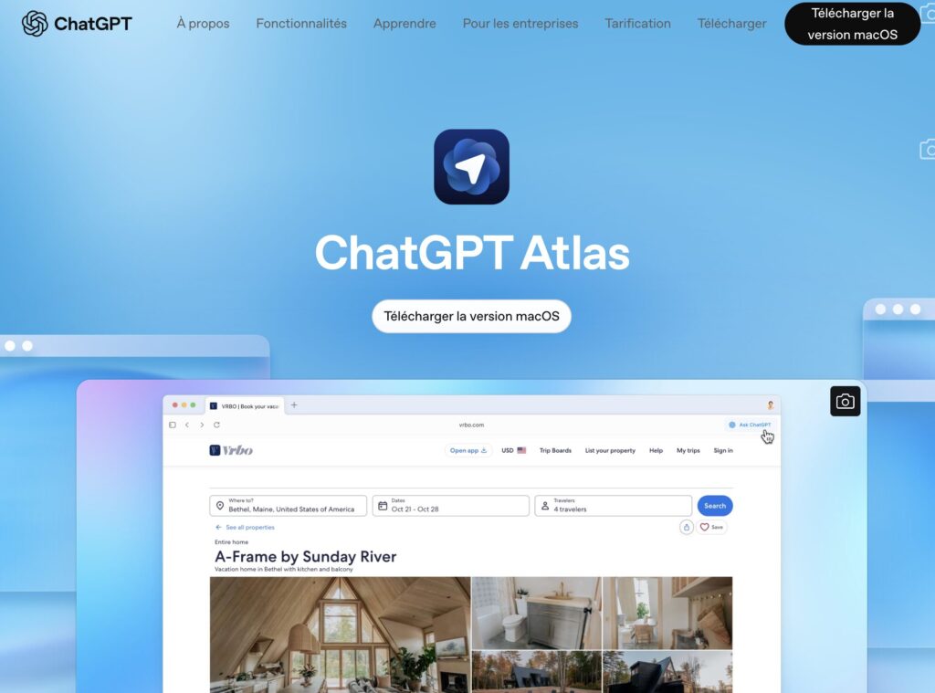 ChatGPT Atlas est disponible au téléchargement. ChatGPT Atlas est disponible au téléchargement.