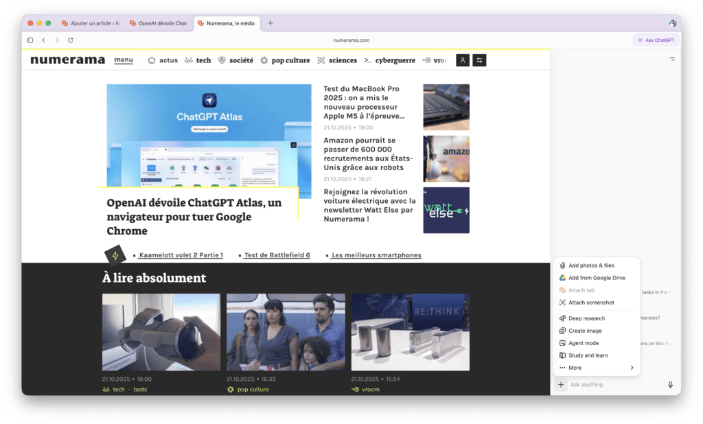 ChatGPT Atlas sur macOS. ChatGPT Atlas sur macOS.