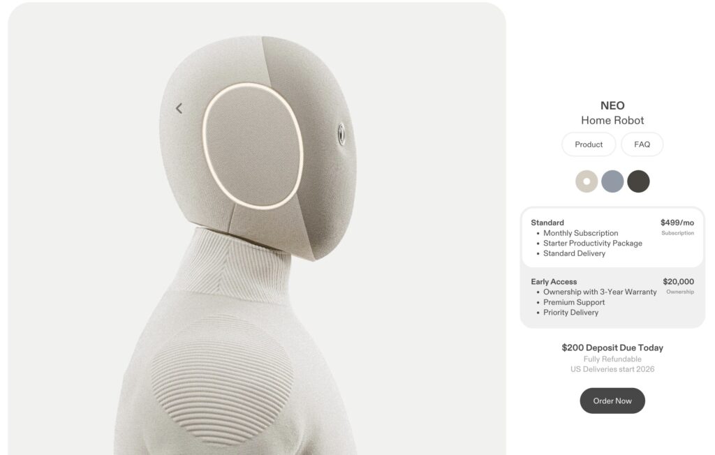 Neo est disponible en précommande. Sa sortie sera exclusive aux US en 2026. Neo est disponible en précommande. Sa sortie sera exclusive aux US en 2026.