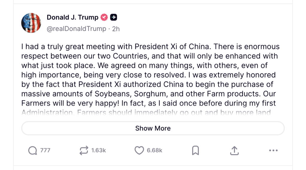 Donald Trump s'est félicité de son accord avec Xi Jinping. Donald Trump s'est félicité de son accord avec Xi Jinping.
