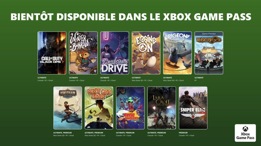 Xbox Game Pass en novembre 2025 // Source : Microsoft