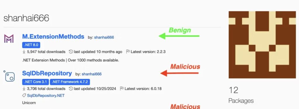 Capture d'écran du profil du hacker sur la plateforme NuGet // Source : Socket Capture d'écran du profil du hacker sur la plateforme NuGet // Source : Socket