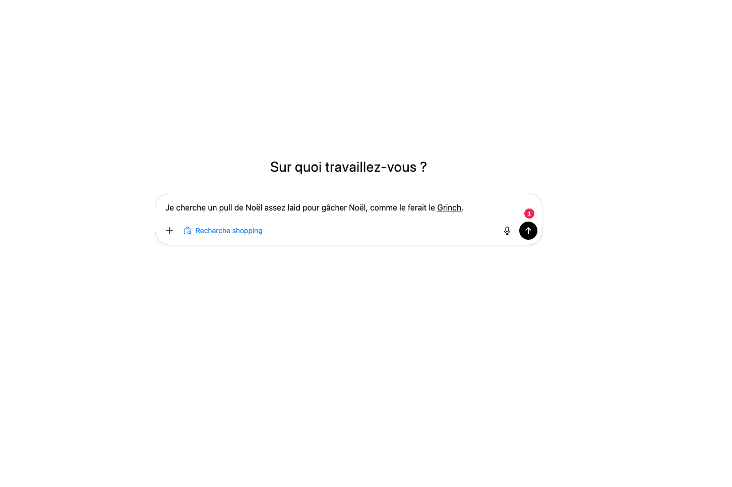 Une petite icône en bas à gauche signale la recherche shopping. // Source : Capture d'écran