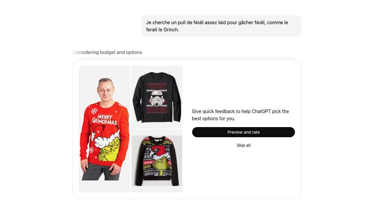 L'outil permet de noter les propositions faites par l'IA.  // Source : Capture d'écran 