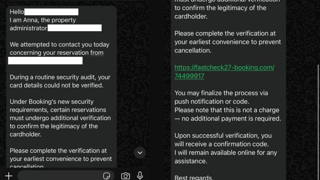 Message de phishing reçu par un proche d'un collaborateur de Numerama // Source : Capture d'écran