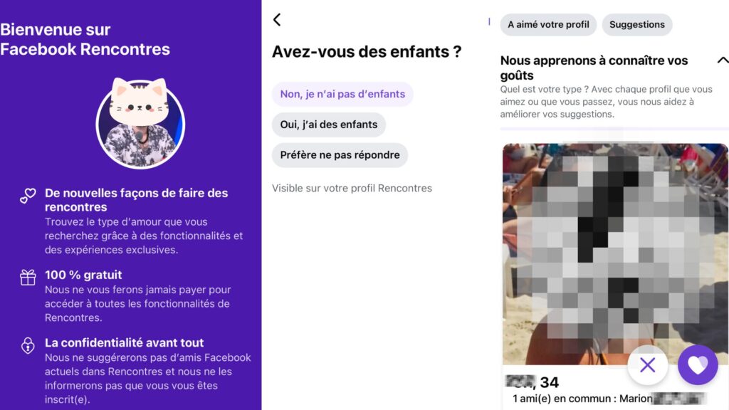 Facebook Dating. // Source : Numerama