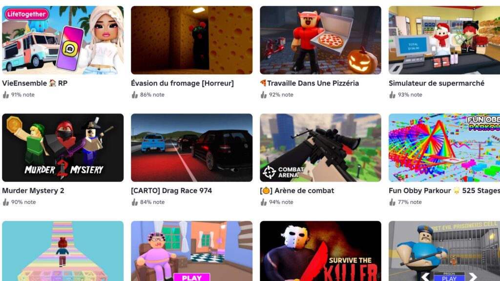 Des jeux sur Roblox. // Source : Capture d'écran Des jeux sur Roblox. // Source : Capture d'écran