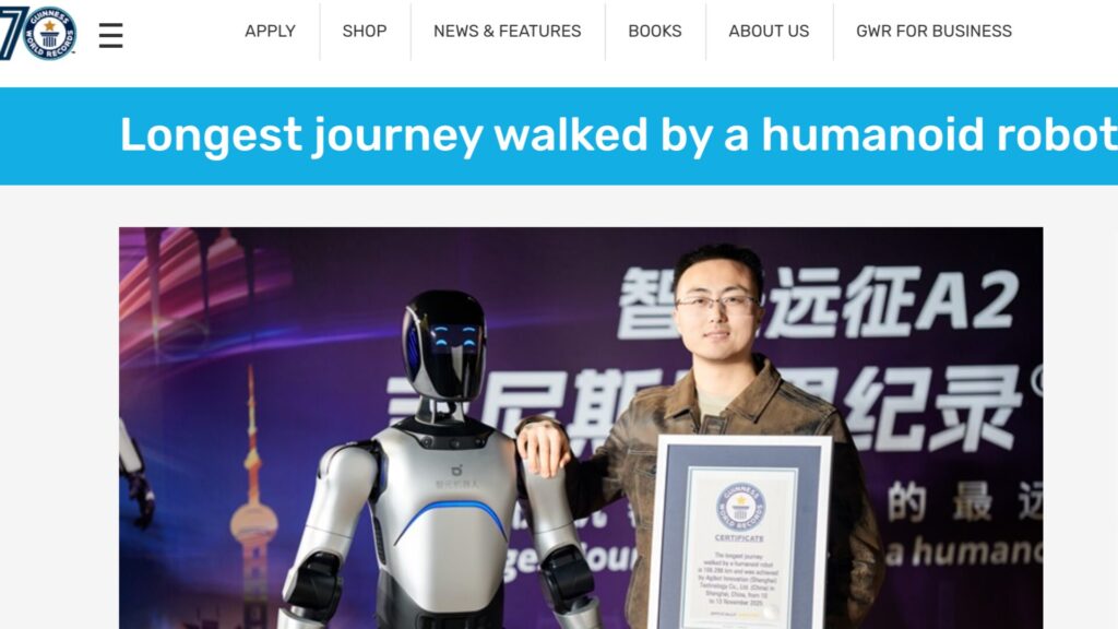 A2 a réalisé « le plus long voyage effectué par un robot humanoïde ». // Source : Guinness World Records