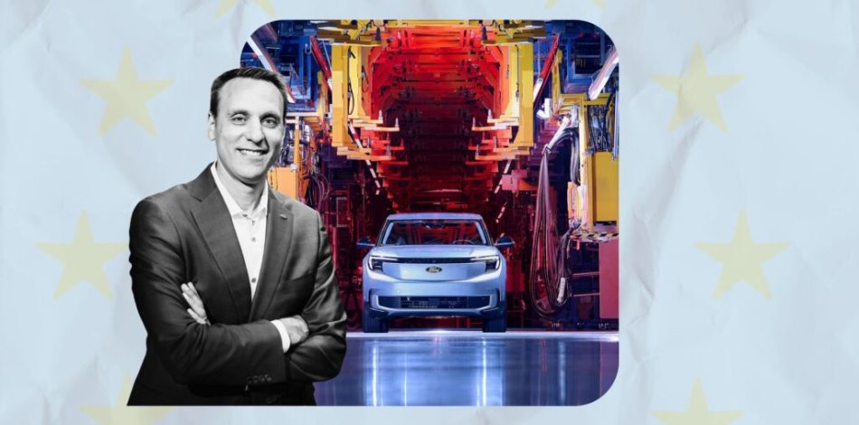 Jim Baumpick nouveau patron de Ford Europe // Source : Montage Numerama avec Canva Jim Baumpick nouveau patron de Ford Europe // Source : Montage Numerama avec Canva