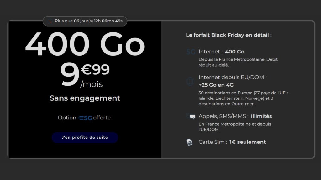 Le forfait 400 Go de Cdiscount Mobileen détail // Source : Cdiscount Mobile