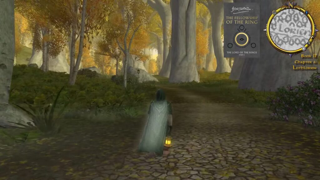 Frodon marche dans la Lothlórien // Source : Capture EVG Frodon marche dans la Lothlórien // Source : Capture EVG